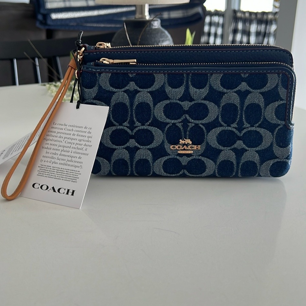 Coach Denim Double Zip Wallet